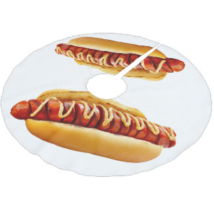 SlipperyJoe's zomerse BBQ-sfeer hotdog genesteld z Kerstboom Rok