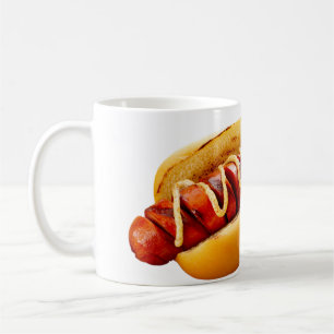 SlipperyJoe's zomerse BBQ-sfeer hotdog genesteld z Koffiemok