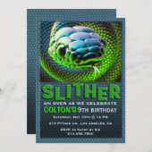 Slither Snake Green Reptile Verjaardag Uitnodiging (Voorkant / Achterkant)