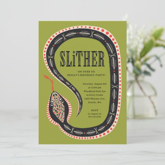 Slither Snake Invitation à la fête d'anniversaire (Debout devant)