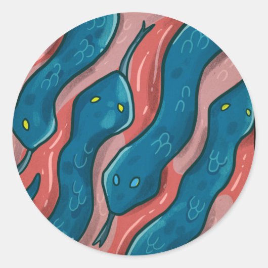 Slithering Snake - Animal Pattern Illustration Ronde Sticker (Voorkant)