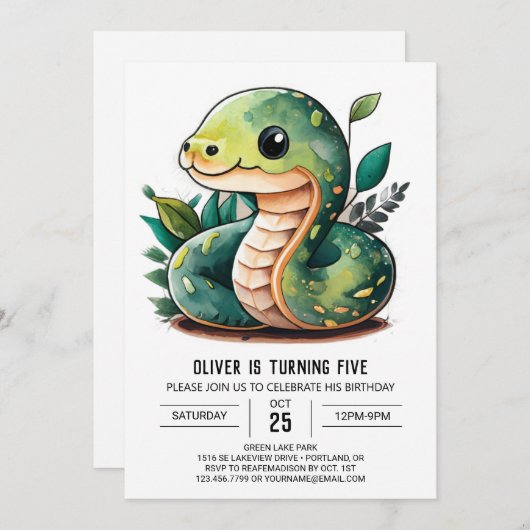 Slithering Wonderland Invitation d'anniversaire (Devant / Derrière)