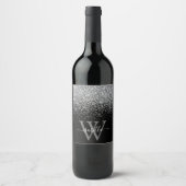 Sliver Black Glitter Elegant Script Name Wijn Etiket (Voorkant)