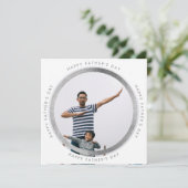 Sliver Moderne Cirkel Happy Vaderdag Foto Aankondiging (Staand voorkant)