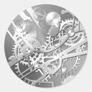 Sliver Steampunk Watch Gears Ronde Sticker