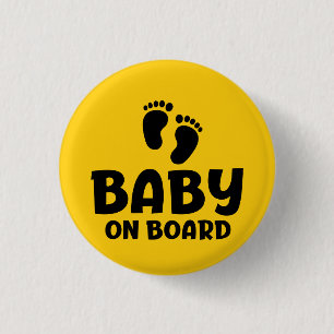 Slogan baby aan boord - baby, in auto. ronde button 3,2 cm
