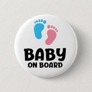 Slogan baby aan boord - baby, in auto. ronde button 5,7 cm