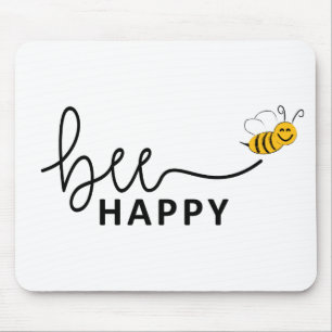 Slogan bee happy, maak je geen zorgen. Wees blij. Muismat