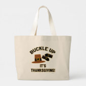 Slogan Fun, Cartoon van de Thanksgiving, sluiten Grote Tote Bag (Achterkant)