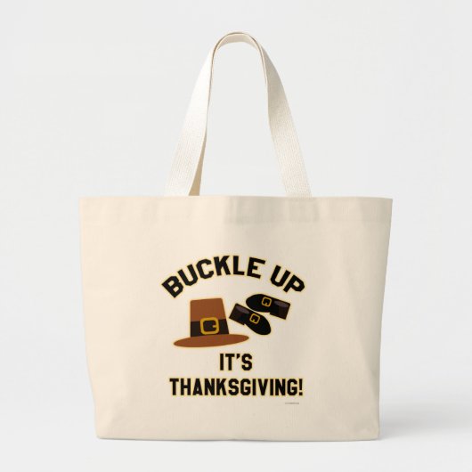 Slogan Fun, Cartoon van de Thanksgiving, sluiten Grote Tote Bag (Voorkant)