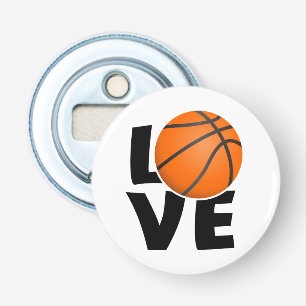Slogan love Basketbal, ik hou van Basketbal. Button Flesopener