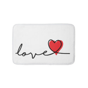 Slogan love. Hartjes, hartje. Valentijnsdag. Badmat