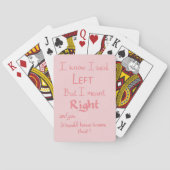 Slogan roze met links Funny Directions Pokerkaarten (Achterkant)