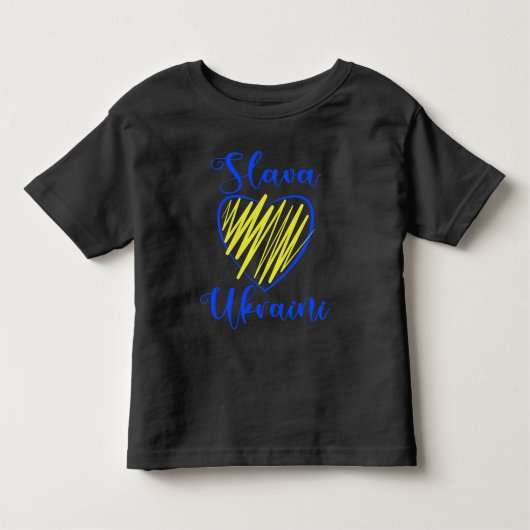 Slogan Slava Ukraine Glory naar het hart van Oekra Kinder Shirts (Voorkant)