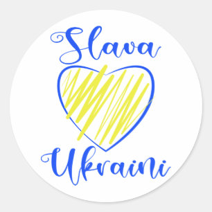 Slogan Slava Ukraine Glory naar het hart van Oekra Ronde Sticker