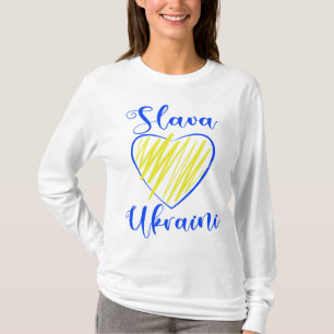 Slogan Slava Ukraine Glory to Ukraine hart T-Shir T-shirt