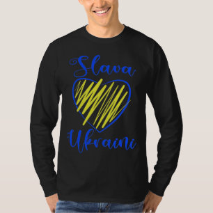 Slogan Slava Ukraine Glory to Ukraine hart T-Shir T-shirt