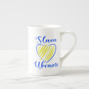 Slogan Slava Ukraini Eer aan Oekraïne hart Porselein Kop