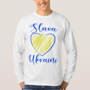Slogan Slava Ukraini Gloire à l'Ukraine T-Shirt cœ