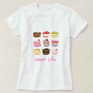 Slogan voor schattig gebak, kleurrijke crème t-shirt