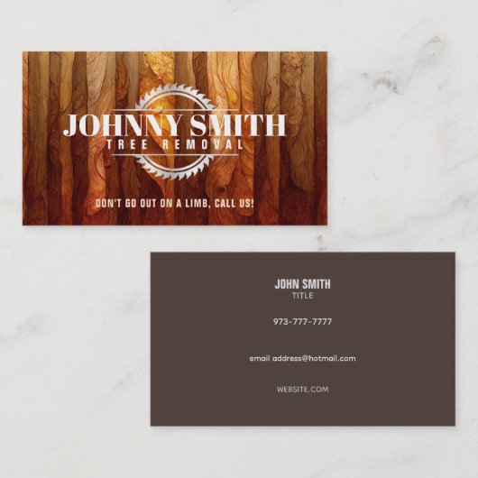 Slogans de suppression de souche d'arbre Cartes de (Devant / Derrière)