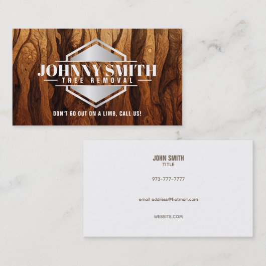 Slogans de suppression de souche d'arbre Cartes de (Devant / Derrière)