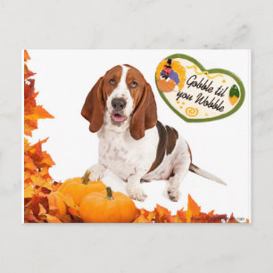 Slok til u waggelen Basset van de Thanksgiving op Feestdagenkaart