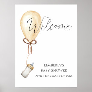 Slok & Zie Ballon Fles Baby Shower Welkom Poster