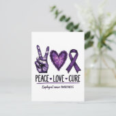 Slokdarmkanker bewustzijn Paarse Lint Uitnodiging Briefkaart (Staand voorkant)