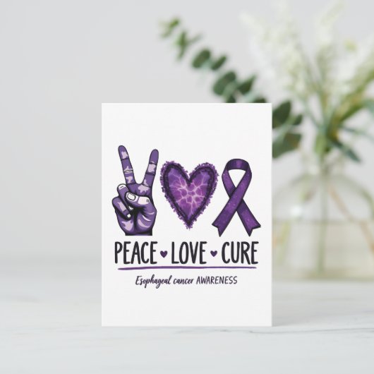 Slokdarmkanker bewustzijn Paarse Lint Uitnodiging Briefkaart (Staand voorkant)