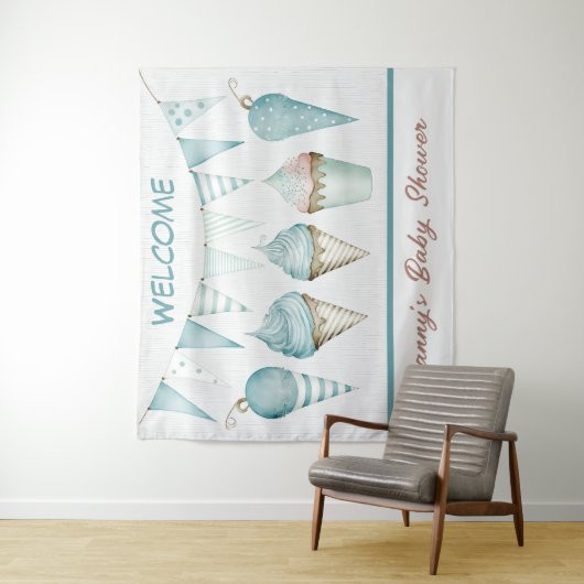 Slopen Welkomst Tapijt Jongens Baby Shower Wandkleed (In situ)