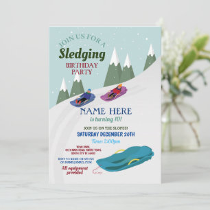 Slopes Snow Invitation Slaping Birthday Kaart