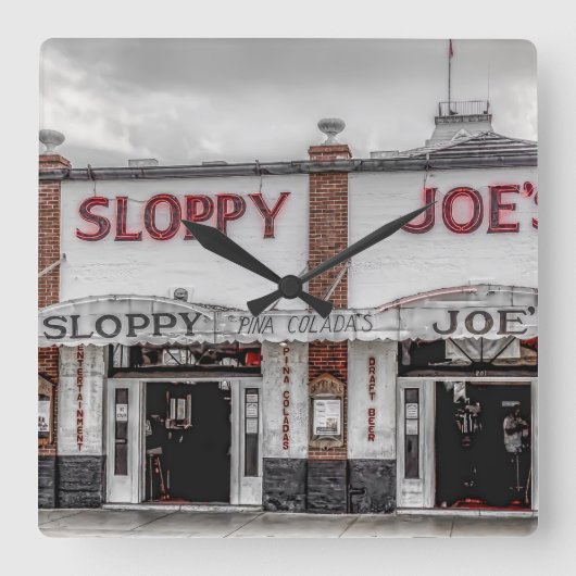 Sloppy Joe's Key West Clock Vierkante Klok (Voorkant)