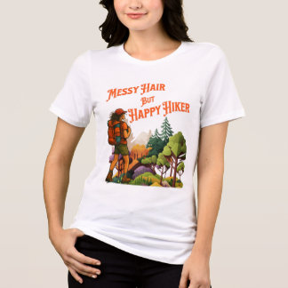 Slordig Haar Maar Gelukkige Wandelaarster Wandelen Tri-Blend Shirt
