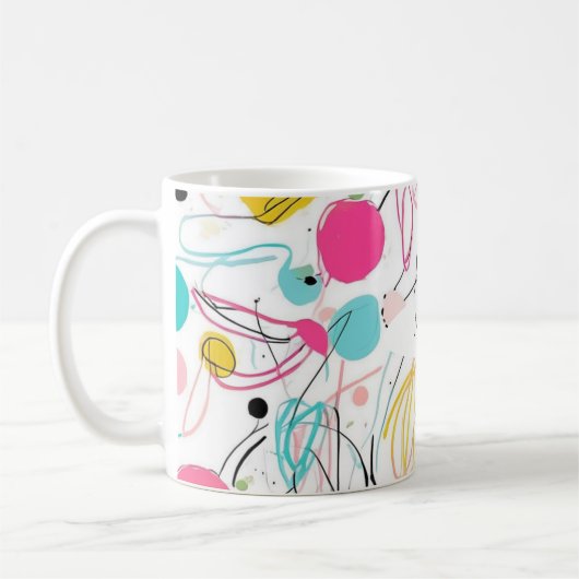 Slordige krabbels en vormen koffiemok (Links)