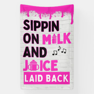 Slorpend aan Melk en Juice Pink Hip Hop Spandoek