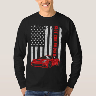 Slot Car Racing  USA Amerikaanse Vlag Auto Liefheb T-shirt
