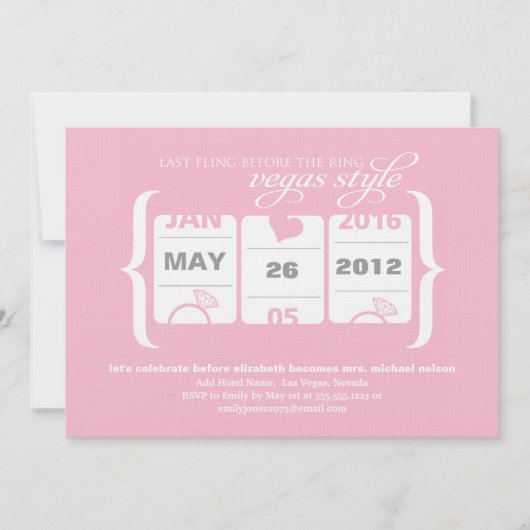 Slot Machine Bachelorette Party in Vegas Kaart (Voorkant)