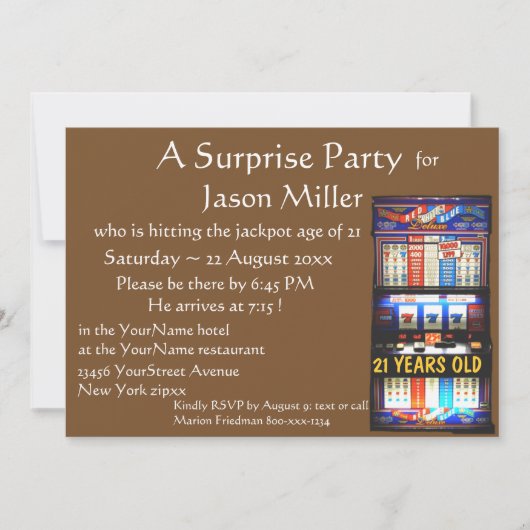Slot Machine Jackpot 21e verjaardag Kaart (Voorkant)