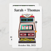 Slot Machine Lucky in Love Save the Date Kaart (Voorkant / Achterkant)