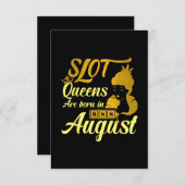 Slot Machine Queen August Birthday Kaart (Voorkant / Achterkant)