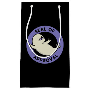Slot van de goedkeuring Funny Seal Pun Dark BG Klein Cadeauzakje