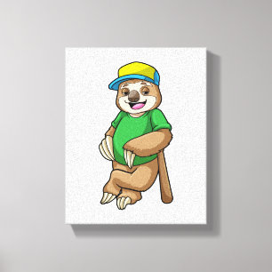 Slote bij honkbal met honkbalknuppel canvas afdruk