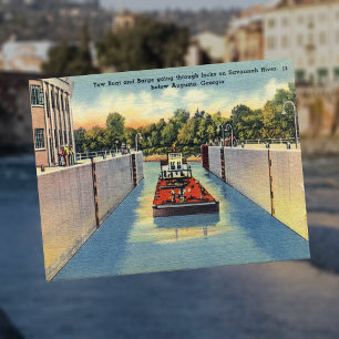 Sloten op de Savannah rivier in Augusta GA Histori Briefkaart