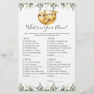 Sloth Animals Baby shower Wat zit er in je telefoo