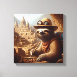 Sloth Archeologist Canvas Afdruk