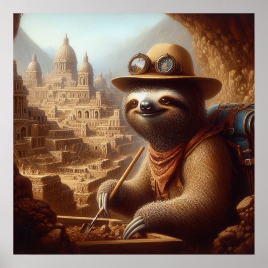 Sloth Archeologist Poster (Voorkant)