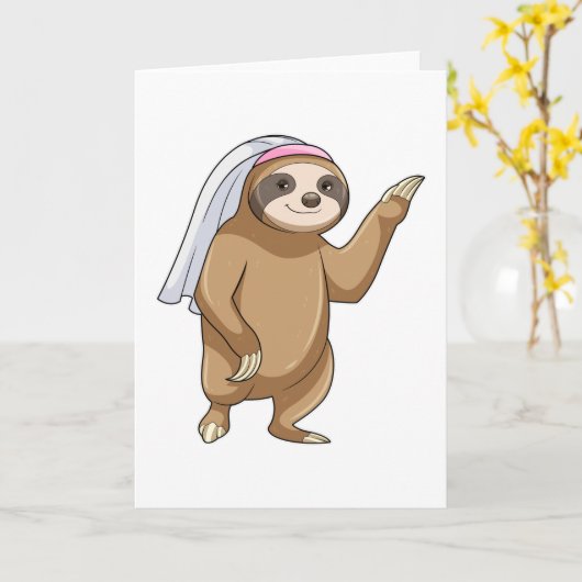 Sloth as Bride with Veil Kaart (Gele Bloem)
