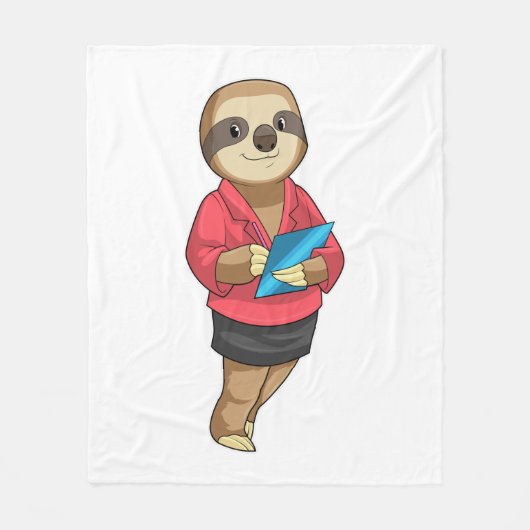 Sloth as Secretary with Notepad Fleece Deken (Voorkant)