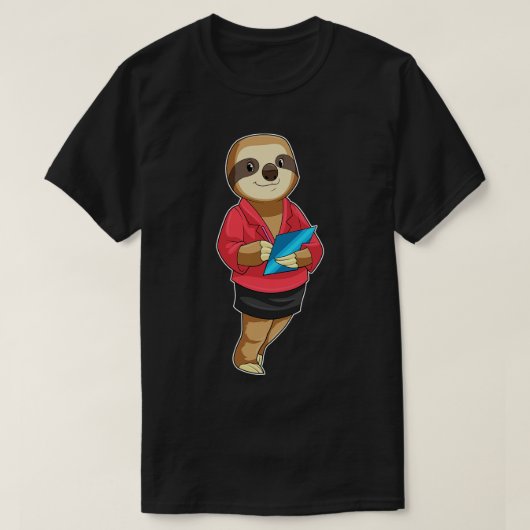 Sloth as Secretary with Notepad T-shirt (Design voorkant)